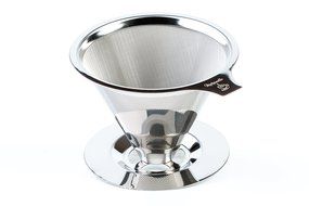 Maranello Caff&eacute; - Stainless Steel Pour Over Paperless Coffee Maker - Mesh Bottomed Cone Dripper and Cup Stand... N9