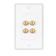 Theater Solutions WP2 2 Speaker 4 Binding Post Banana Jack White Wall Face Plate Surround Sound N4