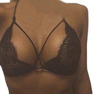 PHOTNO Women Hollow Translucent Underwear Sheer Lace Strap Lingerie Bra Top Bustier N4