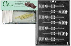 Cybrtrayd 45StK50-H034 Owl Lolly Chocolate Candy Mold with Lollipop Supply Kit, Includes 50 4.5-Inch Lollipop...