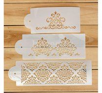 Flower Cake Decorating Tools Stencil Carved 3-Piece Classic Fondant Imprint Mat Set, Clear N3