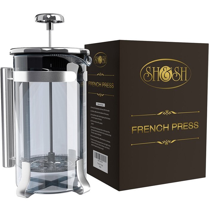 8 Cup French Press Coffee and Tea Maker- Borosilicate Glass Carafe- Stainless Steel Components- FDA Approved Manual... N6
