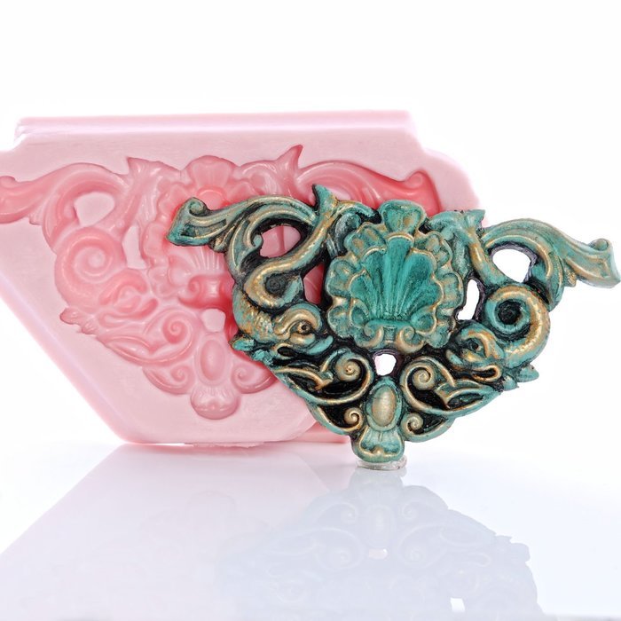 Shell Nautical Filigree Scroll Work Silicone Mold Food Safe Fondant, Gum Paste, Resin, Polymer Clay, Craft, Jewelry... N7