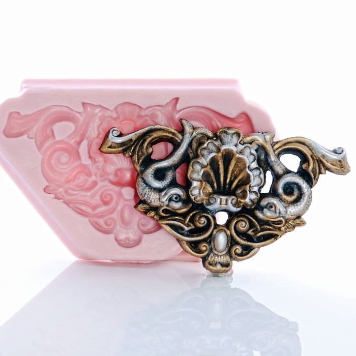 Shell Nautical Filigree Scroll Work Silicone Mold Food Safe Fondant, Gum Paste, Resin, Polymer Clay, Craft, Jewelry... N8