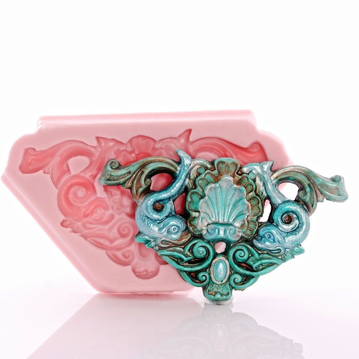 Shell Nautical Filigree Scroll Work Silicone Mold Food Safe Fondant, Gum Paste, Resin, Polymer Clay, Craft, Jewelry... N9