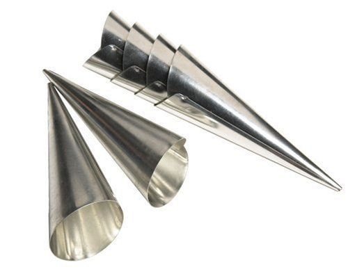 Fox Run 6pc 4 3/8" Cream Horn Molds Set - Filled Dessert Pastry Cone Metal Forms
