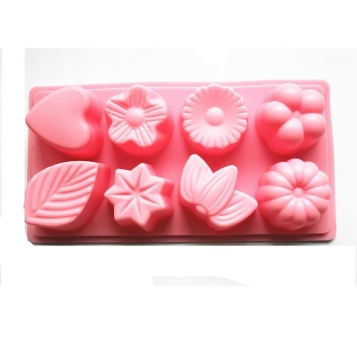 Generic Floral Leaf Silicone Cake Soap Decoration Mold 8 Cavity Pink N2