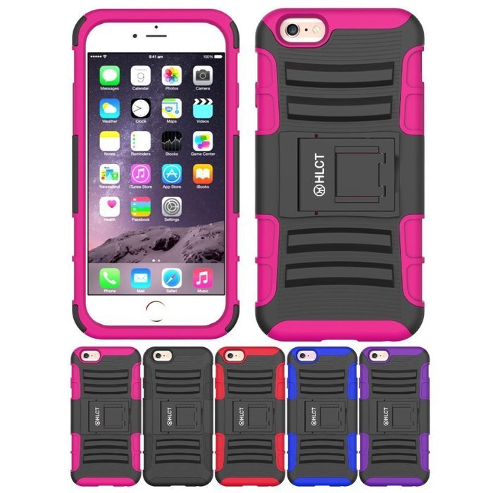 iPhone 6s Case, HLCT Rugged Shock Proof Dual-Layer Case with Built-In Kickstand for iPhone 6s / 6 4.7 Inch (Blue) N8