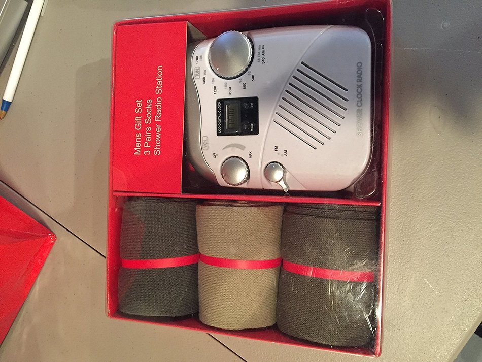 Men's Gift Set - Shower Clock Radio & 3 Pairs Socks