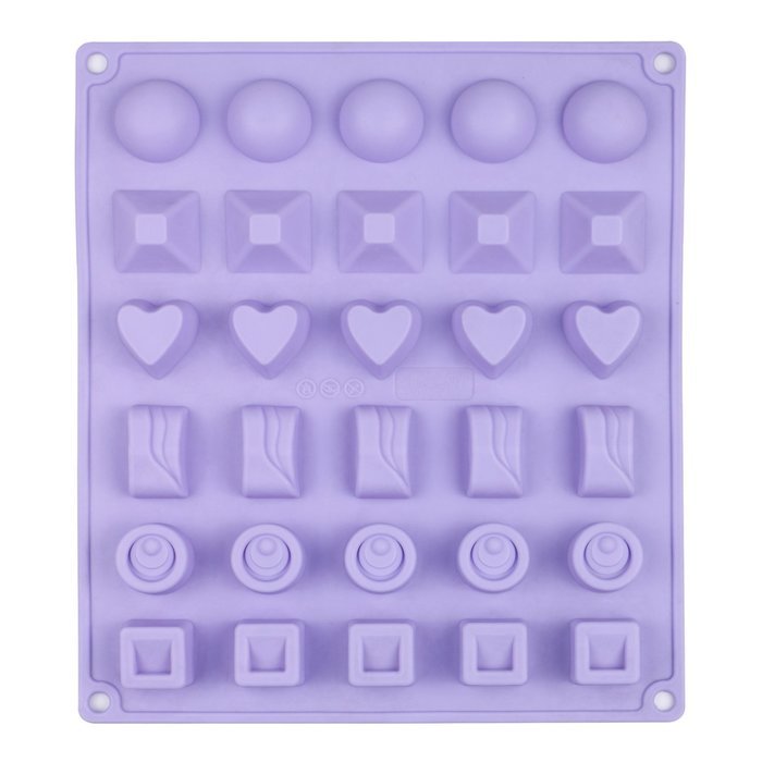 Webake 30-Cavity Silicone Chocolate Candy Mold Six Shapes (Purple, 1 pcs) N9