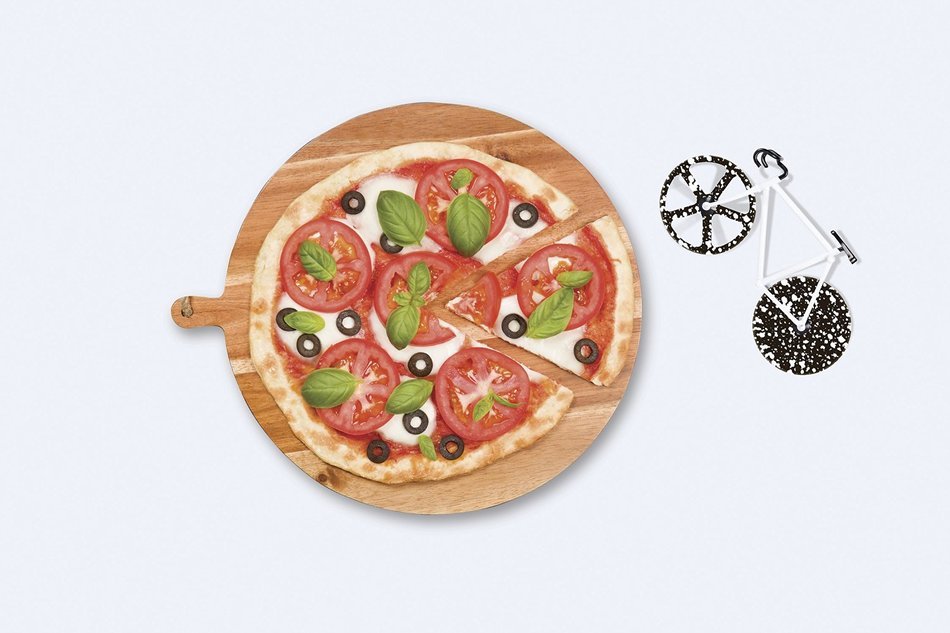Pizza Cutter - Bicycle Pizza Cutter: Black & Yellow N34