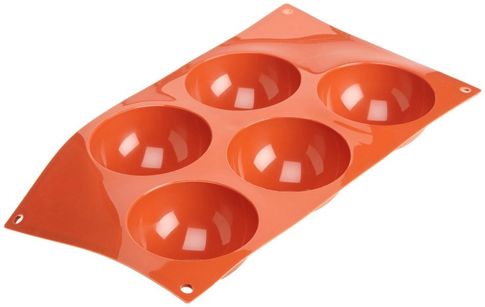 Silikomart Siliconflex Half-Sphere Mold, 4 Oz, 3.15" Diam. x 1.57" Deep, 5 Cavities N2