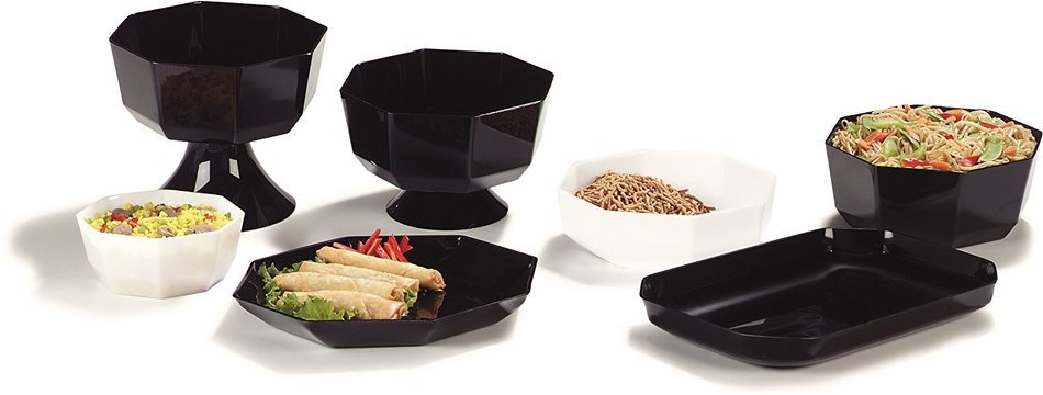 Carlisle 888603 Acrylic Octagon Bowl, 1.4 qt. Capacity, 7.13 x 2.87", Black (Case of 4) N6