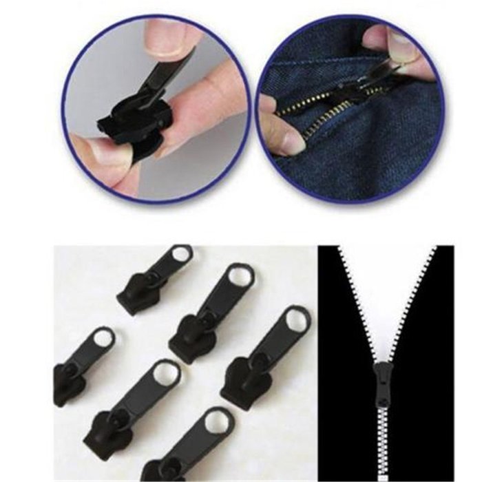 ShungHO 6pcs Fix A Zipper Zip Slider Rescue Instant Repair Kit Replacement Black Set N3