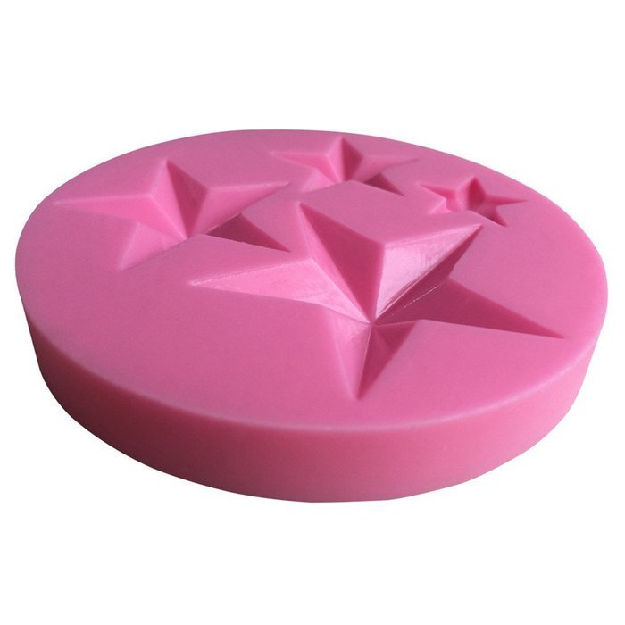 LYNCH 4 Size Stars Shapes 3D Silicone Fondant Mold for Wedding Decoration,Pink N7