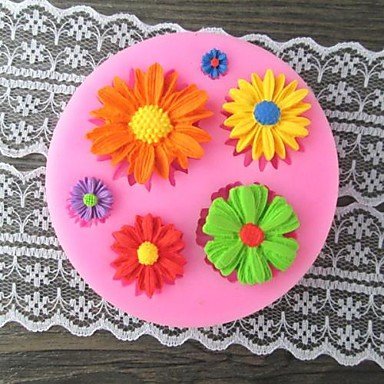 Y&XL&H Six Sunflower Bake Fondant cake mold,L7.1cmW7.1cmH1cm