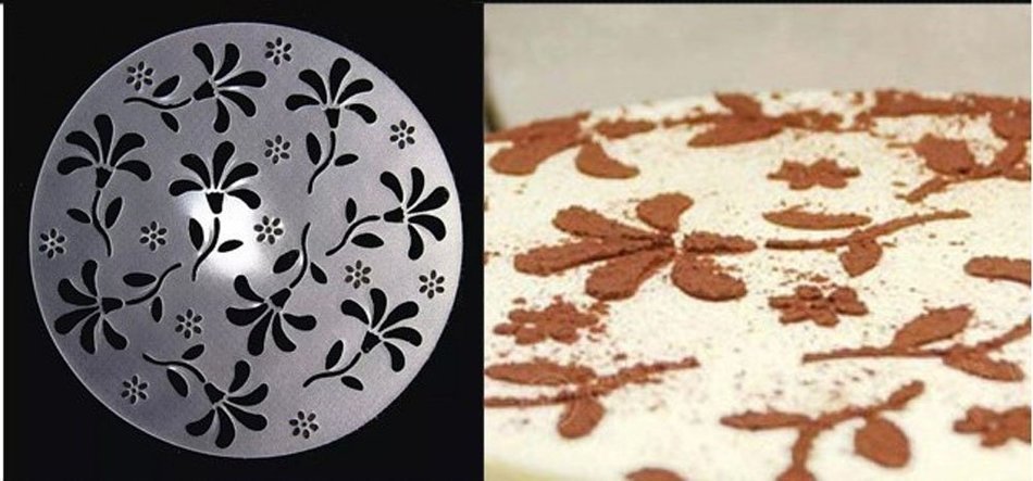 Lautechco 4Pcs/Set DIY Birthday Cake Spray Mold Decorating Heart Flower Screen Printing Film Coffee Tiramisu Decorating... N5