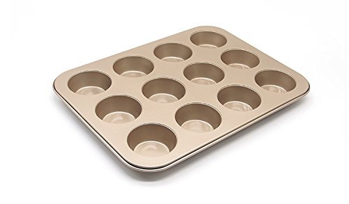 Astra shop Preferred Non-stick 12-Cup Muffin Pan Cupcake Baking Tray, Champagne Gold N5
