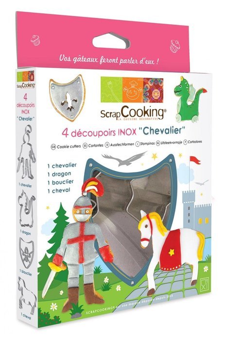 ScrapCooking Knight Cutters, Stainless Steel, Box of 4
