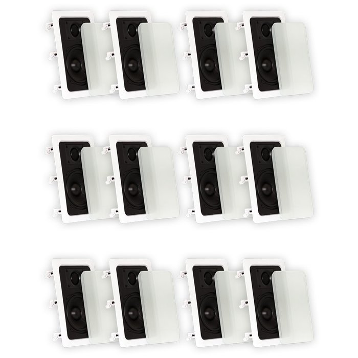 Theater Solutions TS50W In Wall Speakers Surround Sound Home Theater 6 Pair Pack