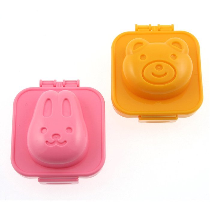 TOOGOO(R) Set of 2 Plastic Orange Bear and Pink Rabbit Rice Sushi Molds