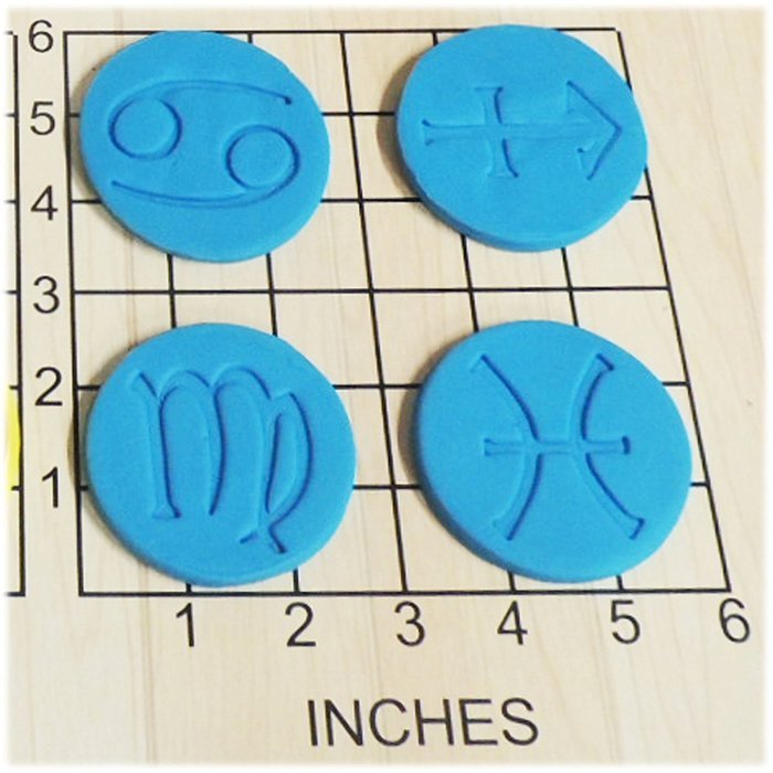 12 Zodiac Astrology Symbols Shape Cookie Cutter and Stamp Set #1167 N2