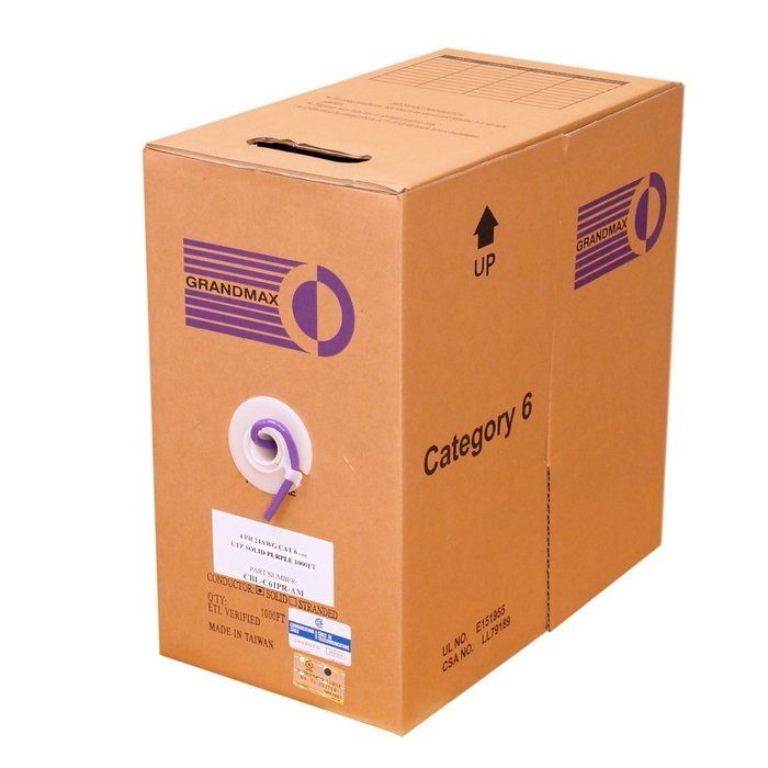 Grandmax CAT6 550MHz Shielded Solid Bulk Cable, 1000ft, STP Pull Box, CMR Rated, 100% Pure Copper, Multiple Colors... N21
