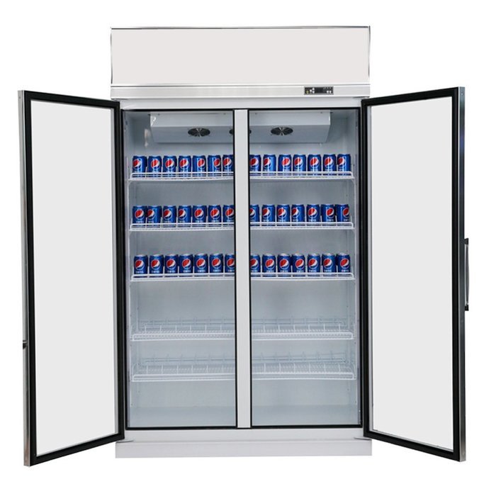 1050L Glass Display Side by Side Pull Door Ventilated Cooling Frost-Free Beer Soda Beverages Showcase Commercial... N3