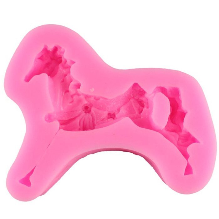 Mujiang Carousel Horse Silicone Clay Sugar Fondant Baking Molds N3