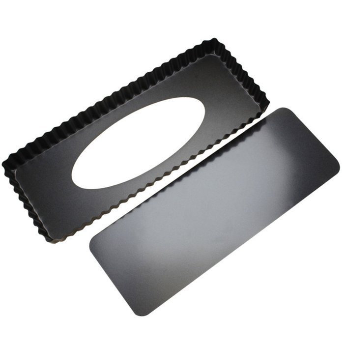 Tosnail Rectangular Quiche Pan With Removeable Bottom - 14" L x 6" W x 1" H N5