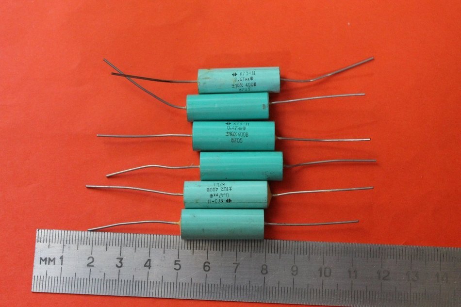 Capacitor PETP K73-11 400V 0.47uF USSR 6 pcs