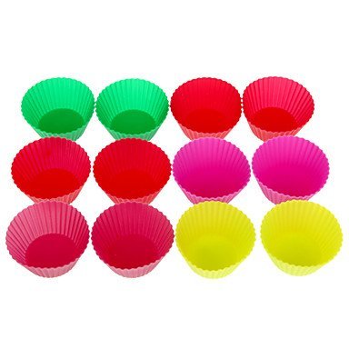 Y&XL&H 12pcs Reusable Silicone Cake Mold Baking Cups (Random Color)