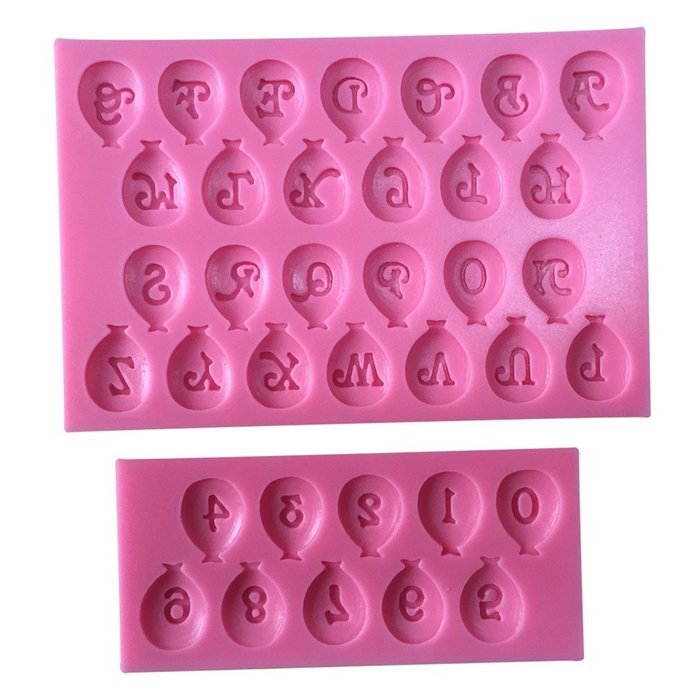 FLY 2PCS/Set Balloon Shape Fondant Silicone Cake Mold,Pink N4