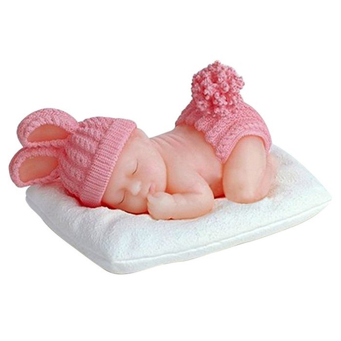 FLY 3D Sleeping Baby Silicone Fondant Mold Cake Decorating,Pink N7