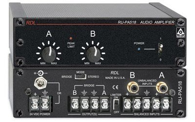 RDL RU-PA518 Power Amplifier 5 Watt Stereo18 Watt Mono, Compact, 1/3 Rack, High Density Rack Mounting - Power...
