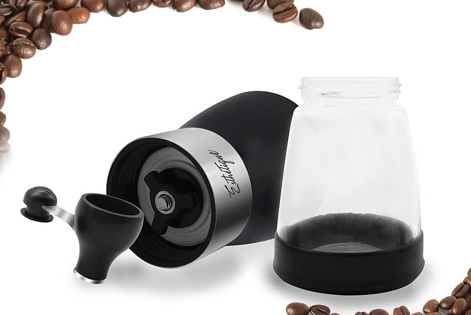 Esth&eacute;tique Manual Coffee Grinder Mill Ceramic Burr Glass Storage Portable Coffee Bean Ground Maker N2