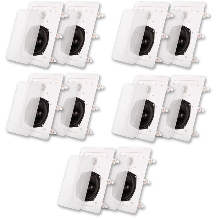 Acoustic Audio IW191 In Wall Speaker 5 Pair Pack 2 Way Home Theater 2000W IW191-5PR