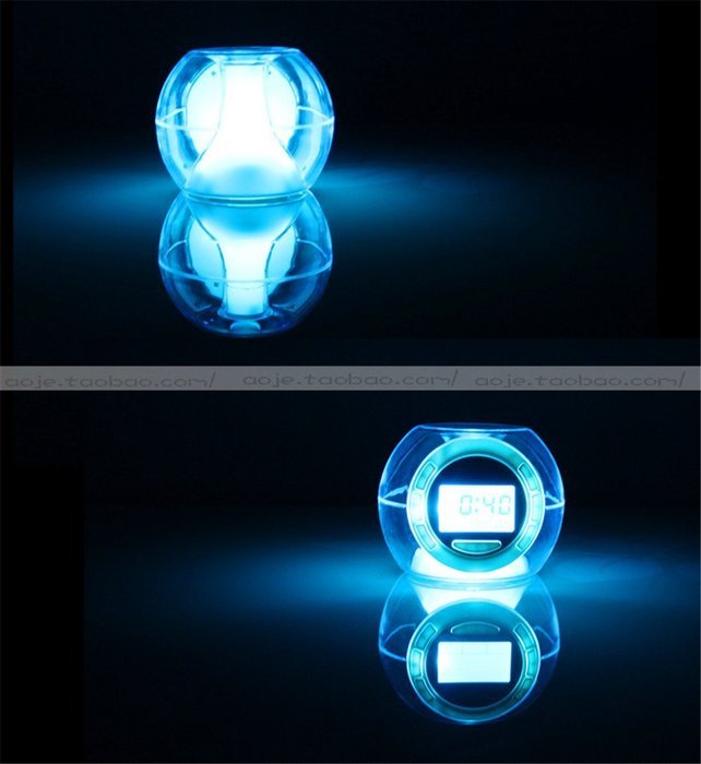 Surborder Shop Colorful Glowing 7 Led Colors Changing Digital Alarm Clock with Time & Date & Temperature Display N8