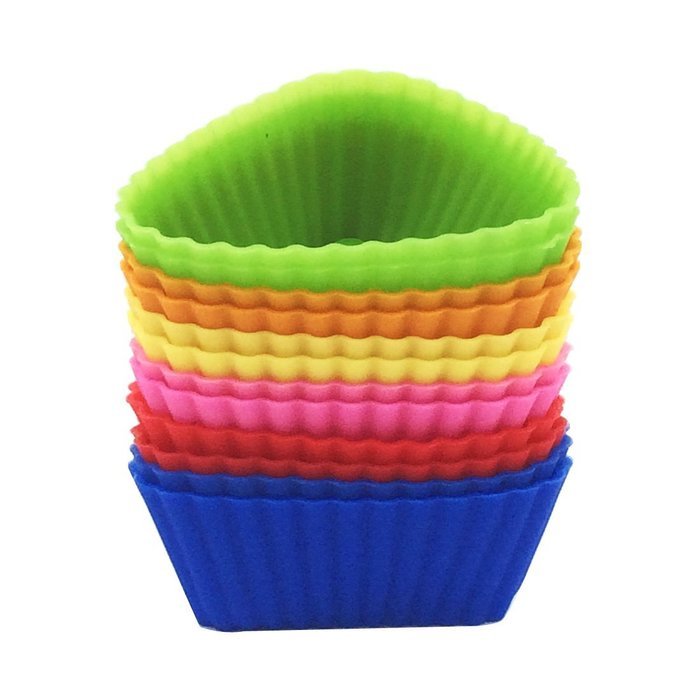 Silicone Baking Cups 12 Cupcake Muffin Liners Kids Bento Lunchbox Divider Accessories (Triangle) N4