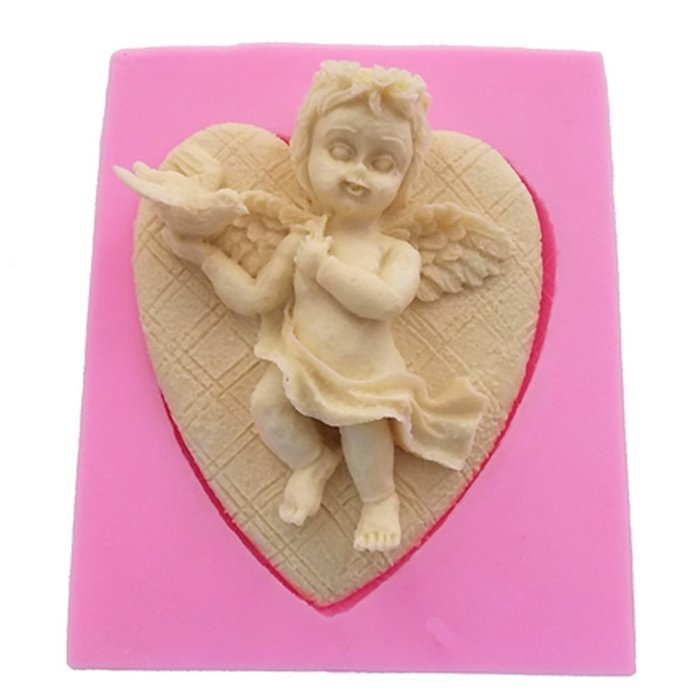WYD 3D Baby Angel Fondant Cake Mold,Handmade Soap Mold,Cake Mold Decorating (Cross Pigeon Angel) N22