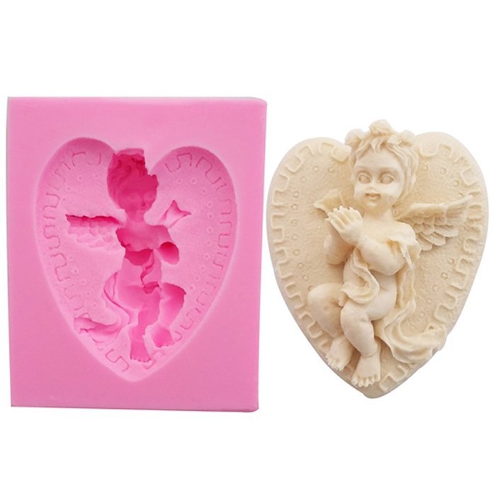 WYD 3D Baby Angel Fondant Cake Mold,Handmade Soap Mold,Cake Mold Decorating (Cross Pigeon Angel) N24