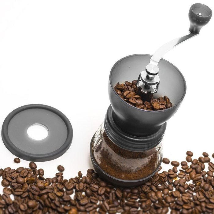 Amfocus Manual Coffee Grinder with Ceramic Burr, Hand-crank Grinding Mill N7