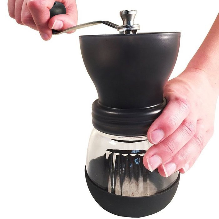 Amfocus Manual Coffee Grinder with Ceramic Burr, Hand-crank Grinding Mill N10