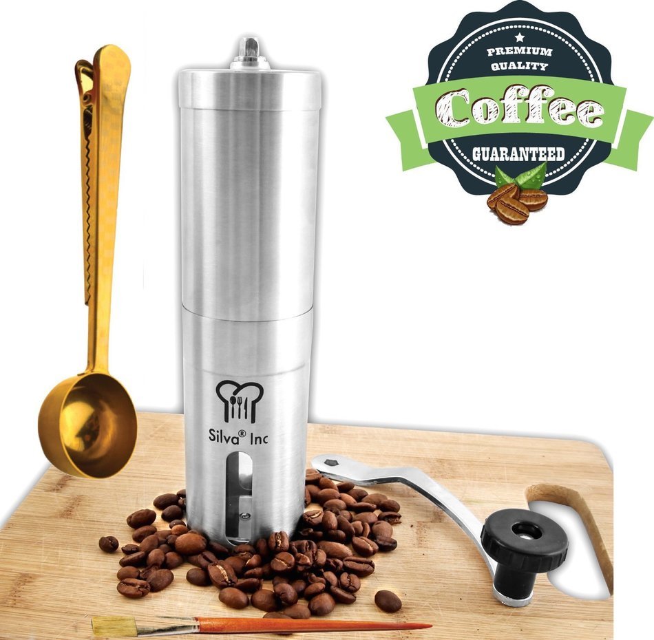 Silva Manual Coffee Grinder Set with Coffee Scoop, Brush and Extra Part - Hand Coffee Grinder l Manual Burr Grinder... N3