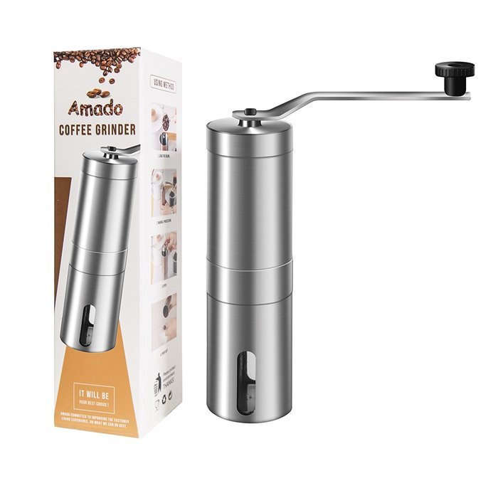 Manual Coffee Grinder, Amado Coarse Coffee Grinder Brushed Stainless Steel Manual Coffee Grinder N5