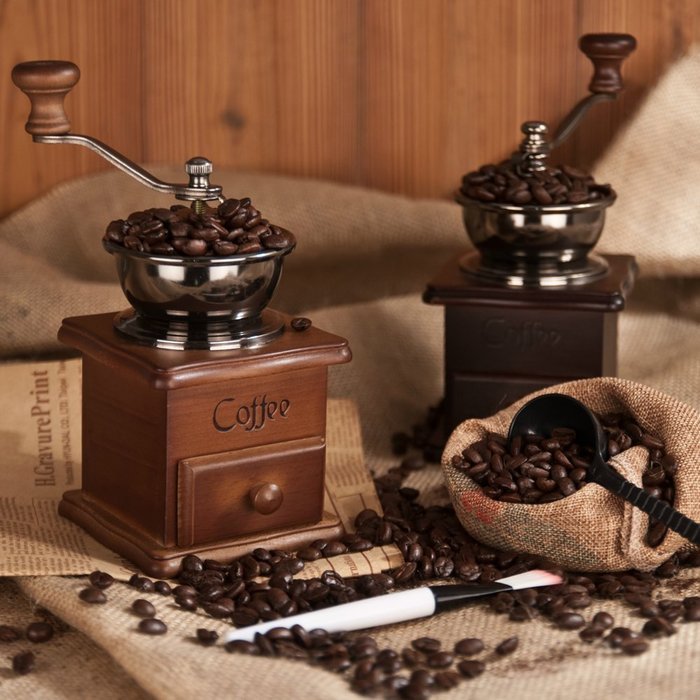 Solid Wood Handmade Coffee Machine, Vintage coffee grinder N3