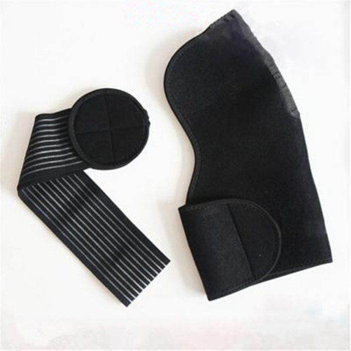 GU Angqi Black Adjustable Gym Sports Single Shoulder Brace Support Strap Wrap Bandage N4