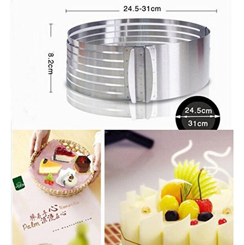 Generic Adjustable Circle Cake Mould Layered Cake Mould Round Scalable Mould Expandable Mousse Ring 9"-12" N3
