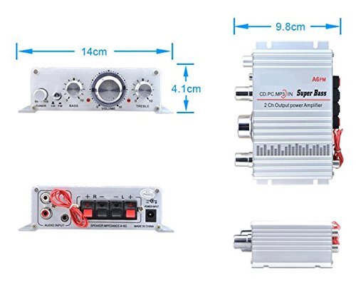 Generic 12V DC Mini Hifi Audio Power Ampilfier Booster Bass MP3 Stereo FM Radio Portable for Car Phone PC Home N7