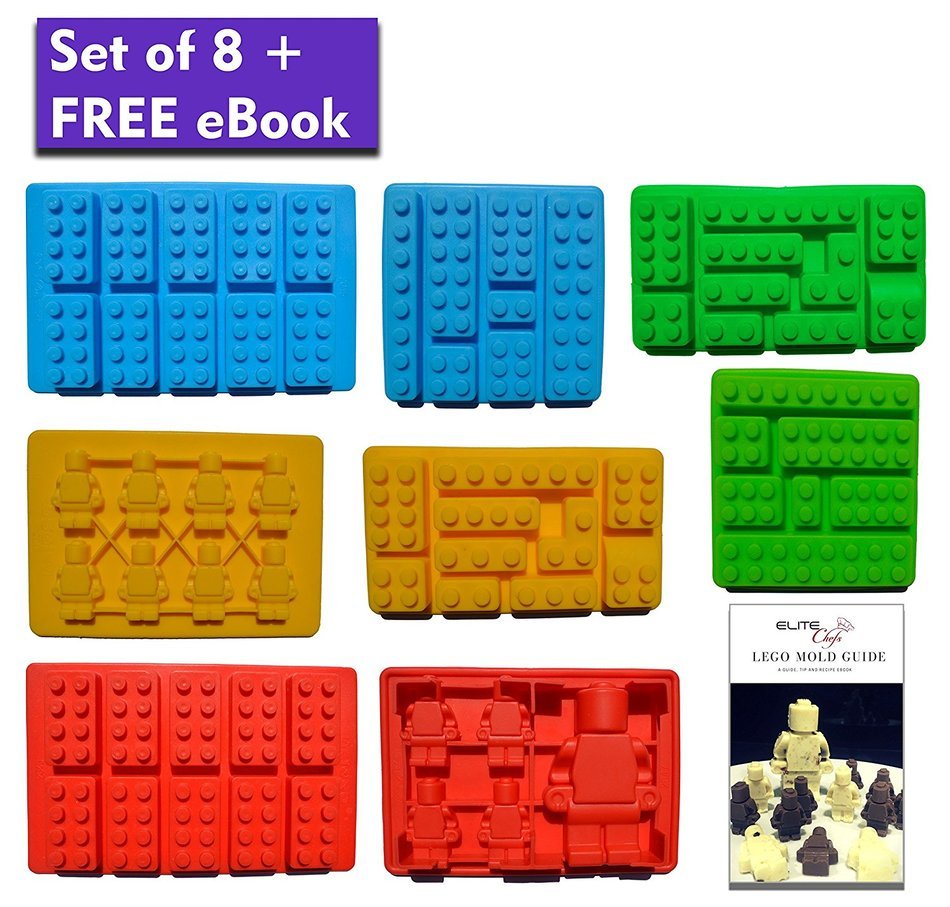 Premium 8pc Lego Candy Molds&ndash;Chocolate Molds&ndash;Jello Molds&ndash;Fondant Molds&ndash;Non Stick-Easy to use&ndash;Strong&Durable-Silicone... N2